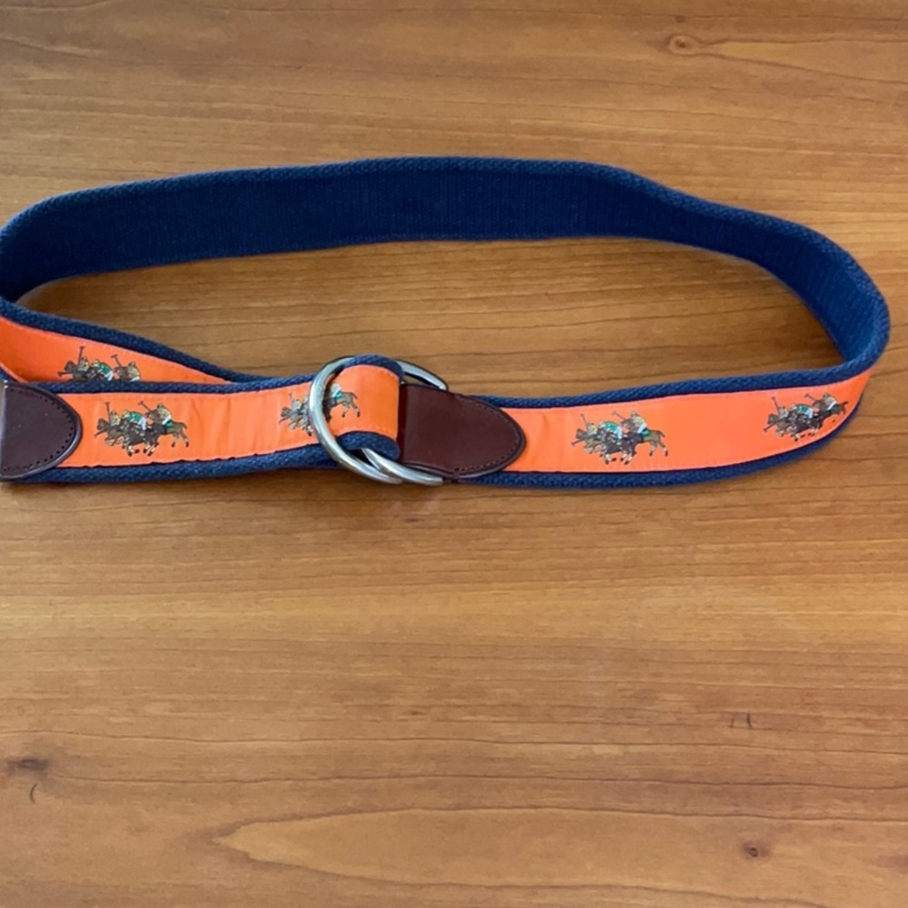 Polo Ralph Lauren Orange and Blue Equestrian Belt